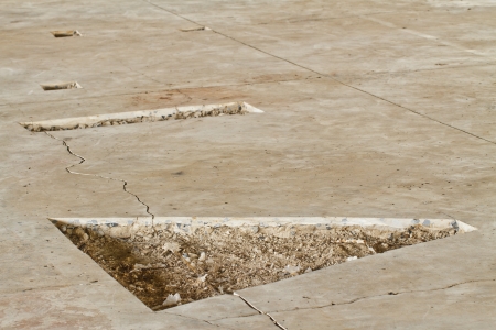 Old grey concrete floor  prepare for pour cement の写真素材