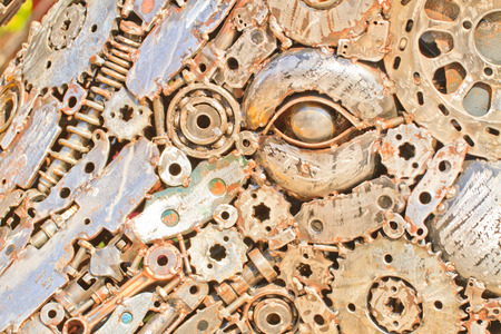 many old rusty metal gears or machine parts , Can use backgroundの写真素材