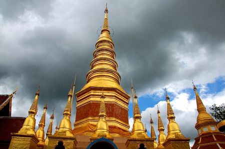 molded figure in temple of Thailand の写真素材