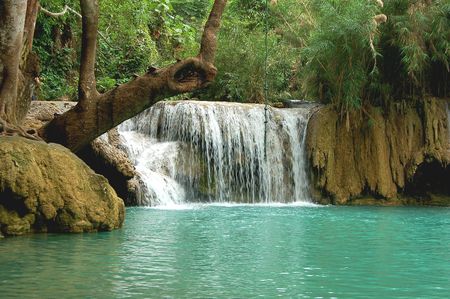 Tad kawang sri waterfall at Laungphrabarng  Laoの写真素材