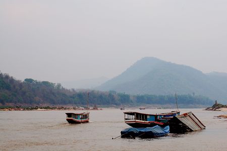 Life of  Mae Kong river in  Laoの写真素材
