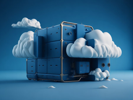 Cloud Based Media Storage 3D. AI generatedの素材
