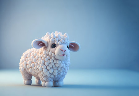 Cute cartoon fluffy sheep. AI Generatedの素材