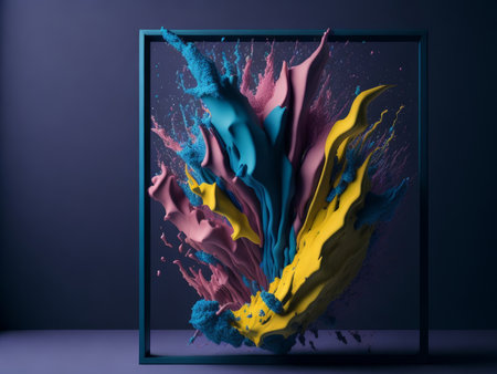 Abstract colorful splattered paint out of frame. AI Generatedの素材