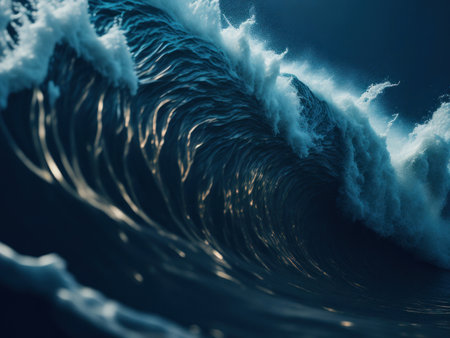 Big blue wave close up. AI Generatedの素材