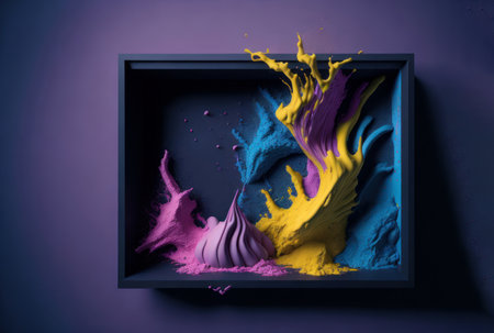 Abstract colorful splattered paint out of frame. AI Generatedの素材