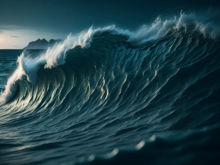 Big blue wave close up. AI Generatedの素材