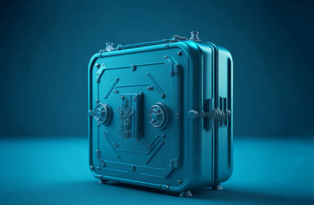 Closed metallic safe box. AI Generatedの素材