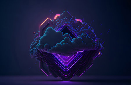 Abstract futuristic neon background. AI Generatedの素材