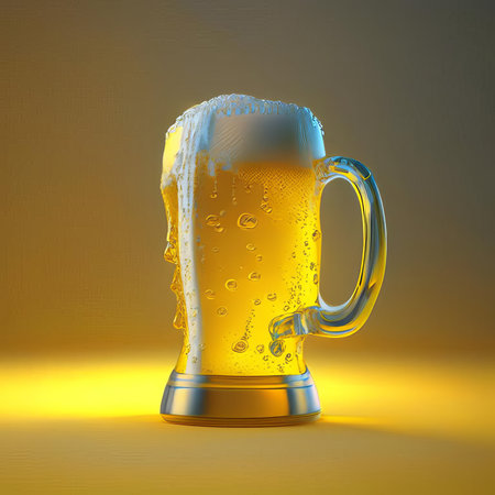 Glass of beer isolated on white, AI generatedの素材