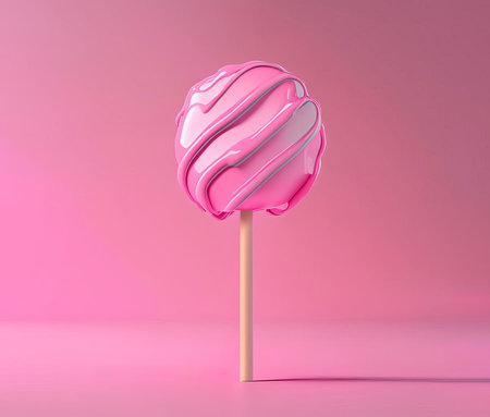 Pink lollipop on pink background, AI generatedの素材