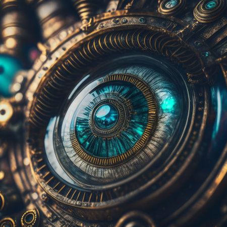 Abstract futuristic cyberpunk eye, AI generatedの素材
