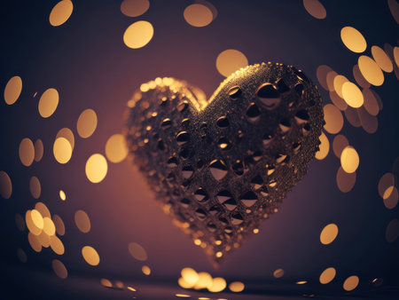 abstract festive bokeh background with hearts, AI generatedの素材