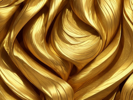 Golden wavy metal texture, AI generatedの素材