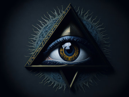 All Seeing Eye in triangle, AI generatedの素材