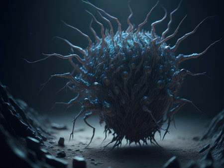 Nano bot swarm collectively forming, AI generatedの素材