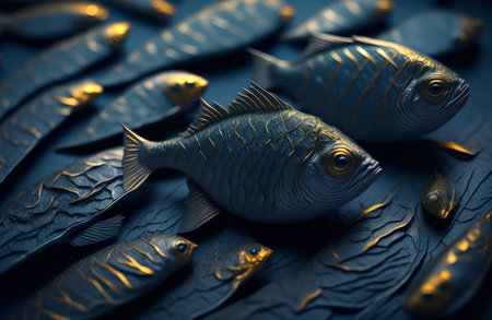 Metallic scales of fish pattern, AI generatedの素材