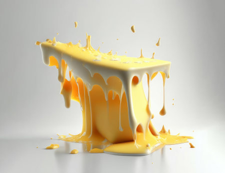 Melting piece of cheese isolated on white, AI generatedの素材