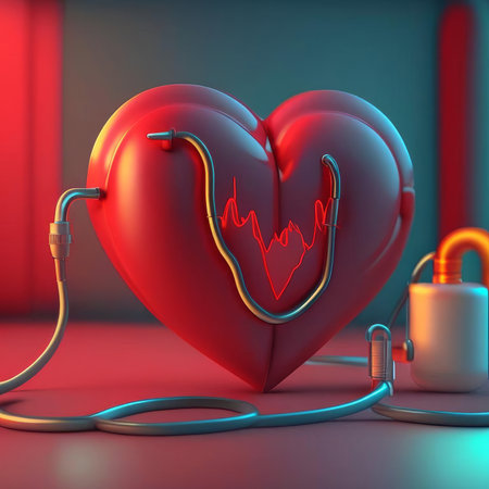 Realistic 3d red heart, health concept, AI generatedの素材