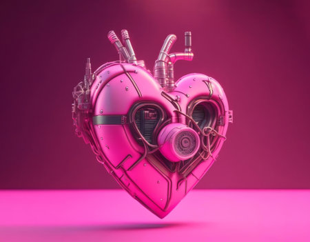 Pink steampunk heart, AI generatedの素材