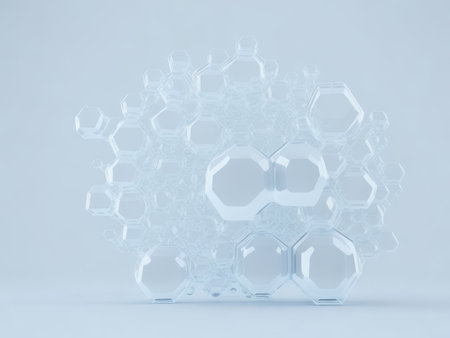 White transparent molecular structure, AI generatedの素材