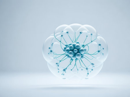 White transparent atom model, AI generatedの素材