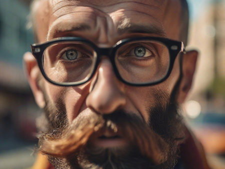 Brutal hipster man in the streetの素材
