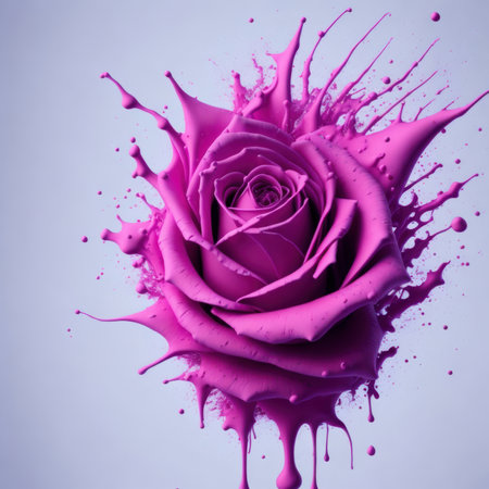 Pink splashes rose, AI generatedの素材