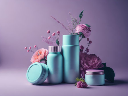 Cosmetic advertising background, AI generatedの素材