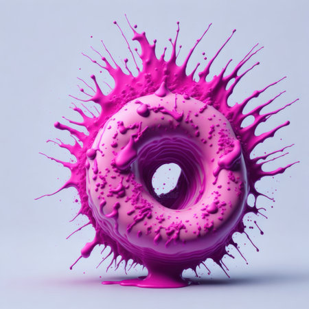 Donut with splashes and drops, AI generatedの素材