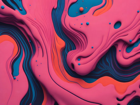 Abstract background with colored liquid waves, AI generatedの素材