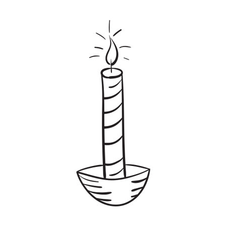 Candle icon in outline style isolated on white background. Light symbol stock vector illustration.のイラスト素材