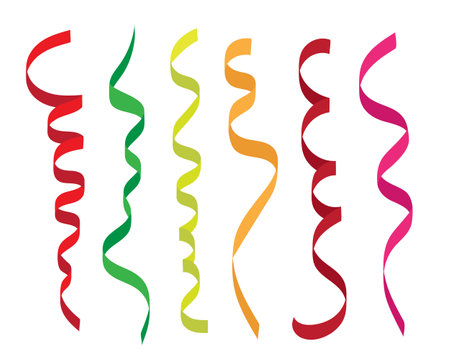 Curly ribbons set isolated on white background. Vector illustration.のイラスト素材