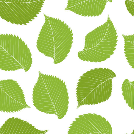 Green Elm leaves seamless pattern. Vector illustrationのイラスト素材