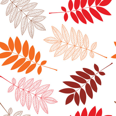 Autumn Rowan Leaves seamless pattern. Vectorのイラスト素材