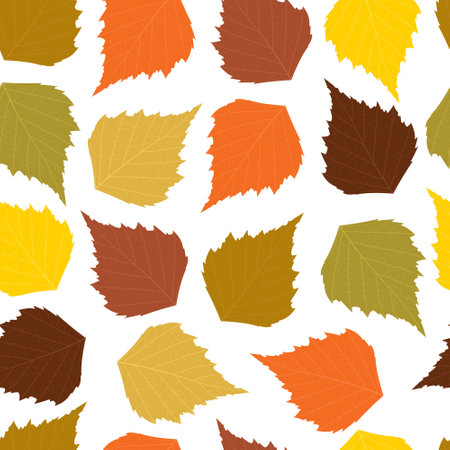 Seamless background with autumn birch leaves. Vector illustrationのイラスト素材