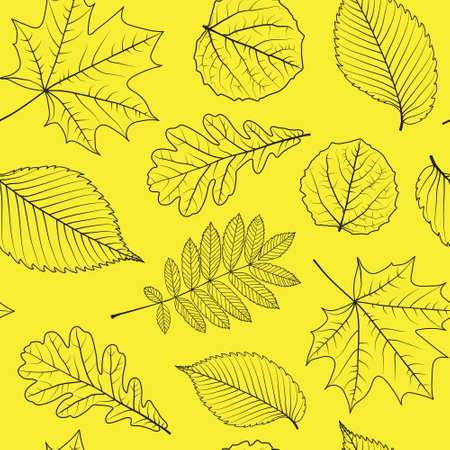 Seamless pattern with autumn leaves. hand drawn vector illustration.のイラスト素材