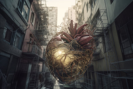 Human heart burn in the cityの素材