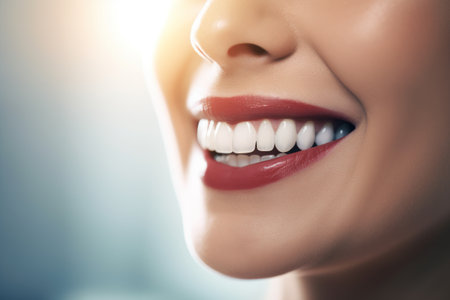 Perfect white smile woman, AI generatedの素材