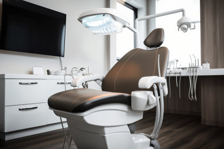 Dental chair in dental room, AI generatedの素材