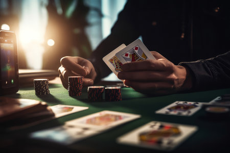Person playing poker, AI generatedの素材