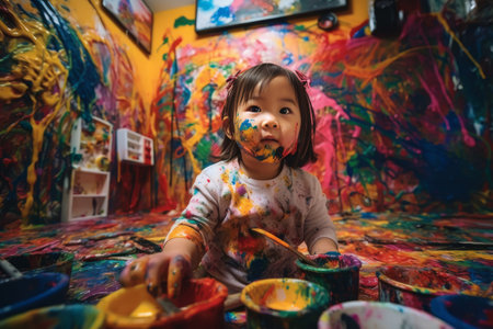 Asian girl creative artist, AI generatedの素材