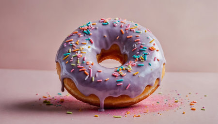Donut coated with an iridescent glossy glazeの素材