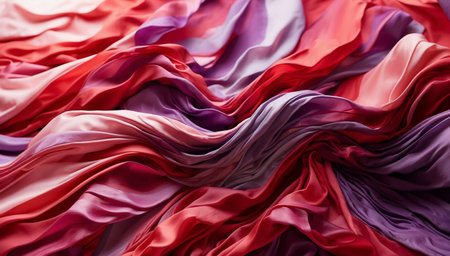 An abstract flowing fabric vibrant red and violet colorsの素材