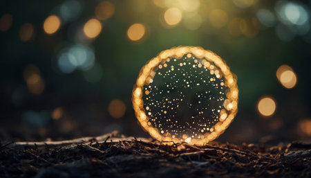 Golden christmas particles and sprinkles for a holiday celebration new year backgroundの素材