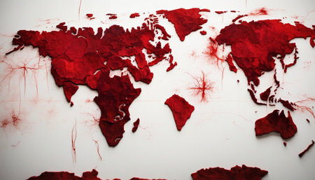 Map on white background with blood stainsの素材
