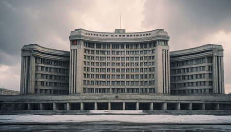 Dark gray soviet style building dictatorship and dystopia conceptの素材