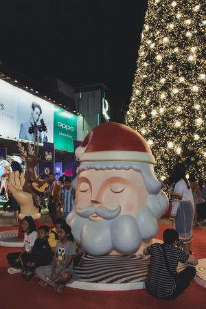 Central plaza Khon Kaen, Thailand - DEC 09 2017: Christmas tree decoration light exposure of Christmas Festival decorationのeditorial素材