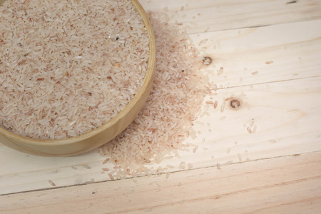  rice on the wooden background.の写真素材