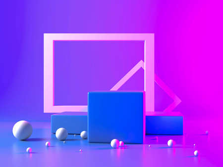 Pedestal for display, shelf beyond imagination, Platform for design,Blank product stand.3D renderingの写真素材